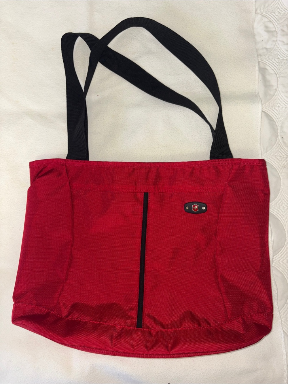 Victorinox Red Tote with Black Straps and Trim. Laptop dividers. #0029